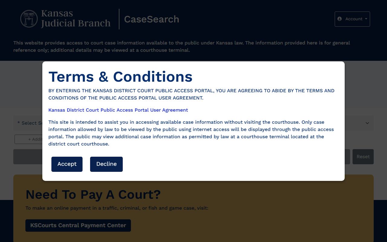 Kansas Case Search public records portal for court case lookup